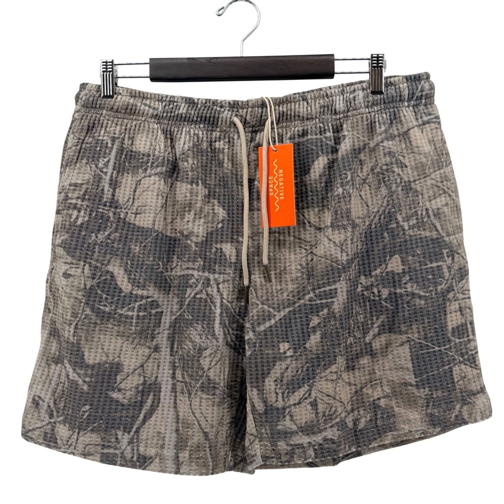 Negative Space Waffle Knit Shorts Mens XL Camo Drawstring Casual NEW W/TAG